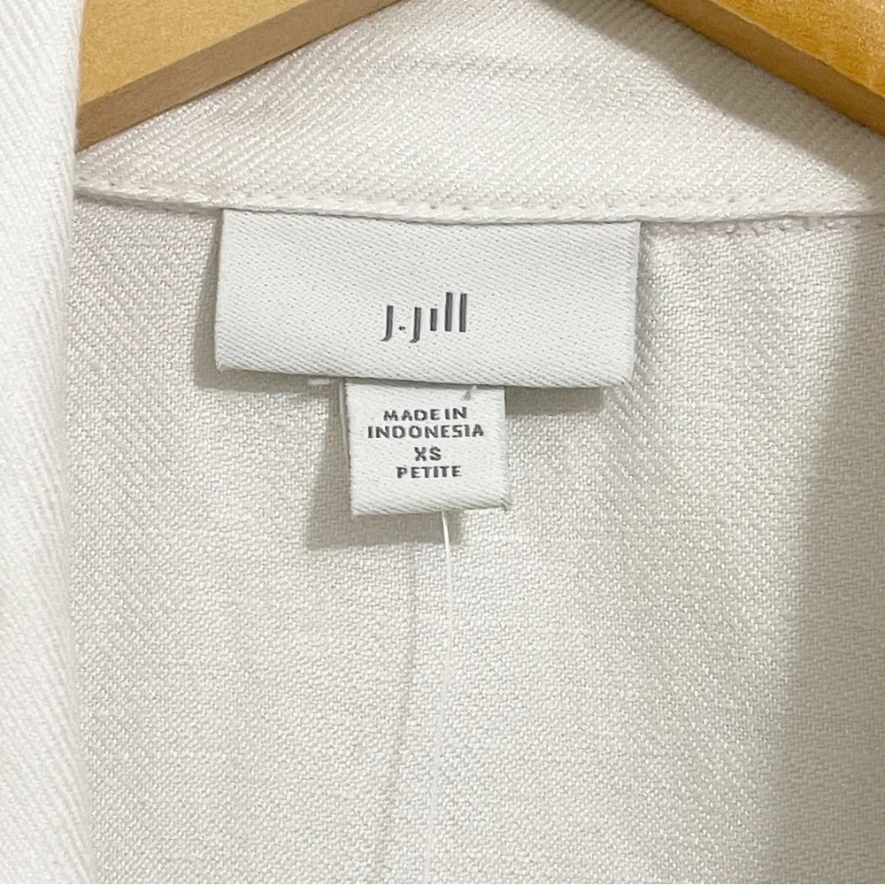J. Jill Open Front Linen Blend Longline White Vest NWT Size XS Petite